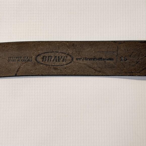 Brave Leather Belt Womens 26 Black Removable Buckle Distressed Silver Western - Picture 4 of 12